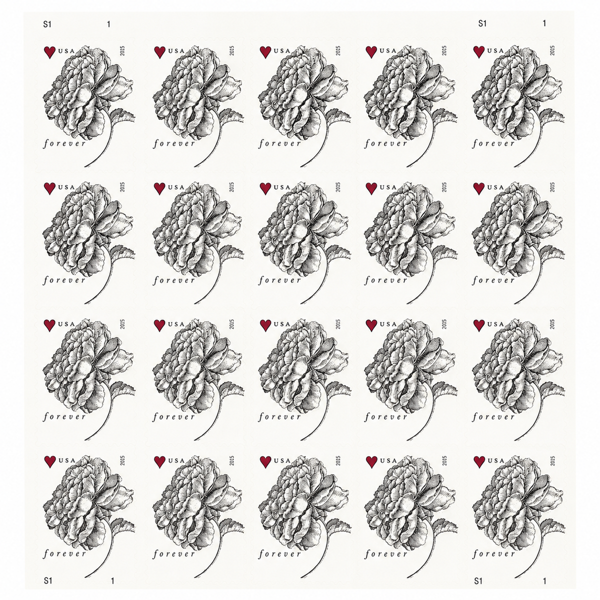 2015 Vintage Rose Wedding Forever Stamps